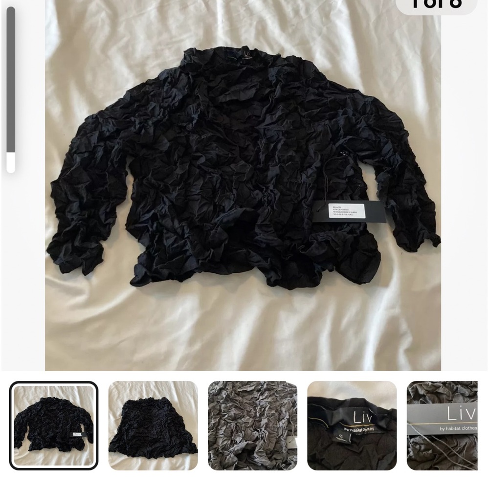 Fashionable black crinkle cardigan